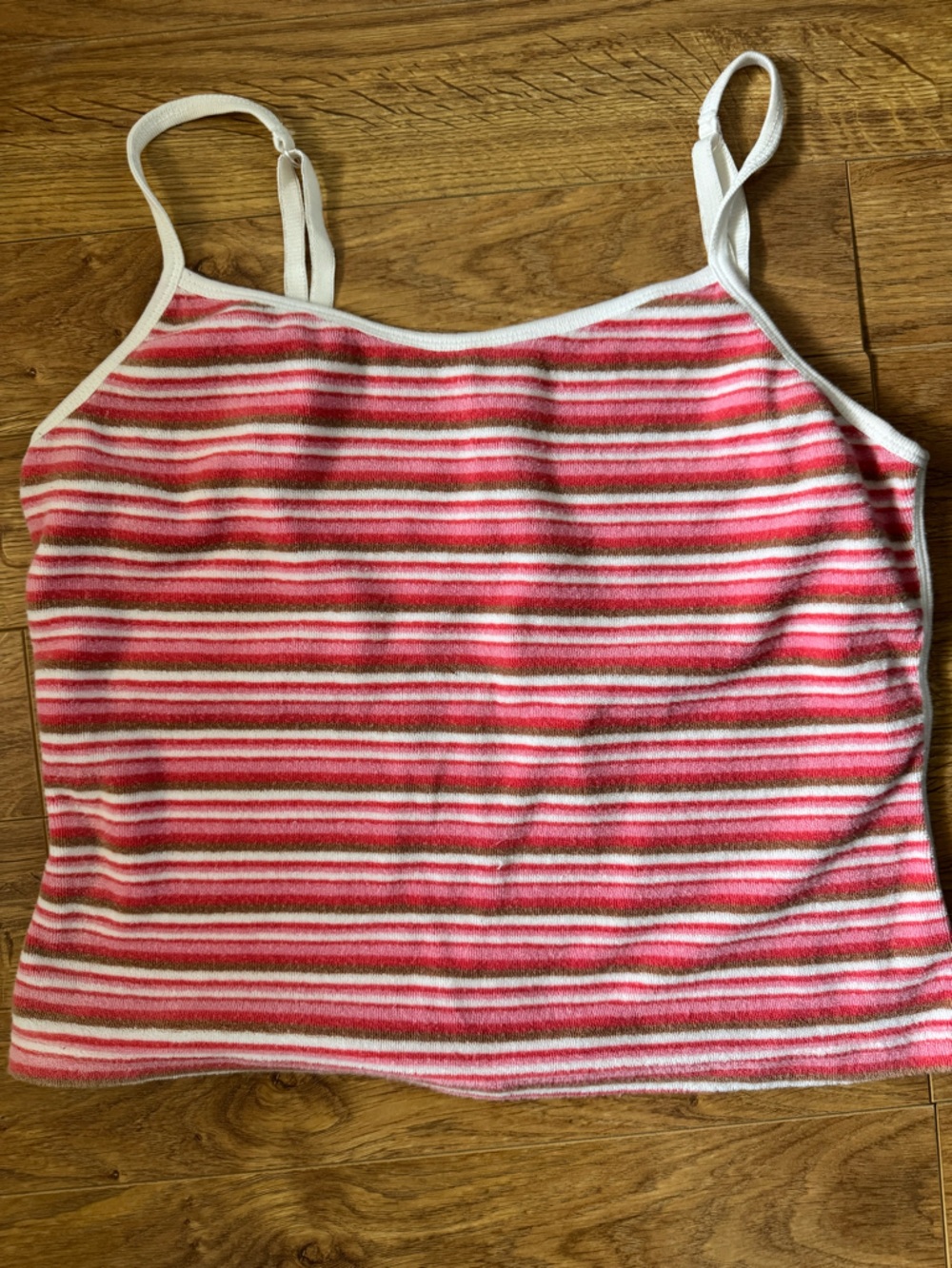 Vintage Esprit Pink and White Striped terrycloth Tank Top